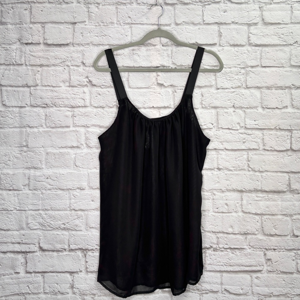 Lane Bryant Womens Top Size 16 Sleeveless Sheer Blouse Flowy Solid Black NWT